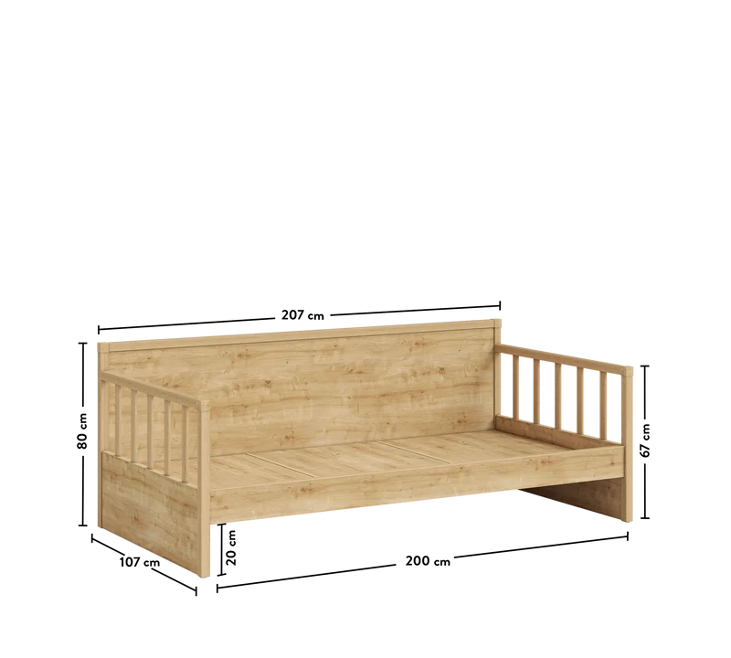 Letto Daybed Crema con Sponde (Senza Tetto) - 100x200 cm