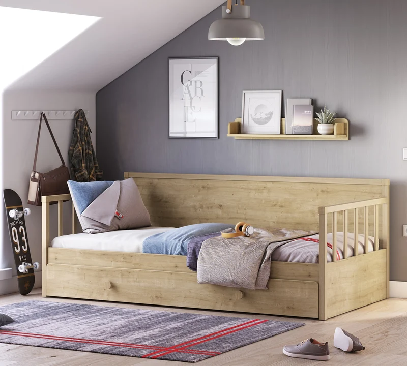 Letto Daybed Crema con Sponde (Senza Tetto) - 100x200 cm