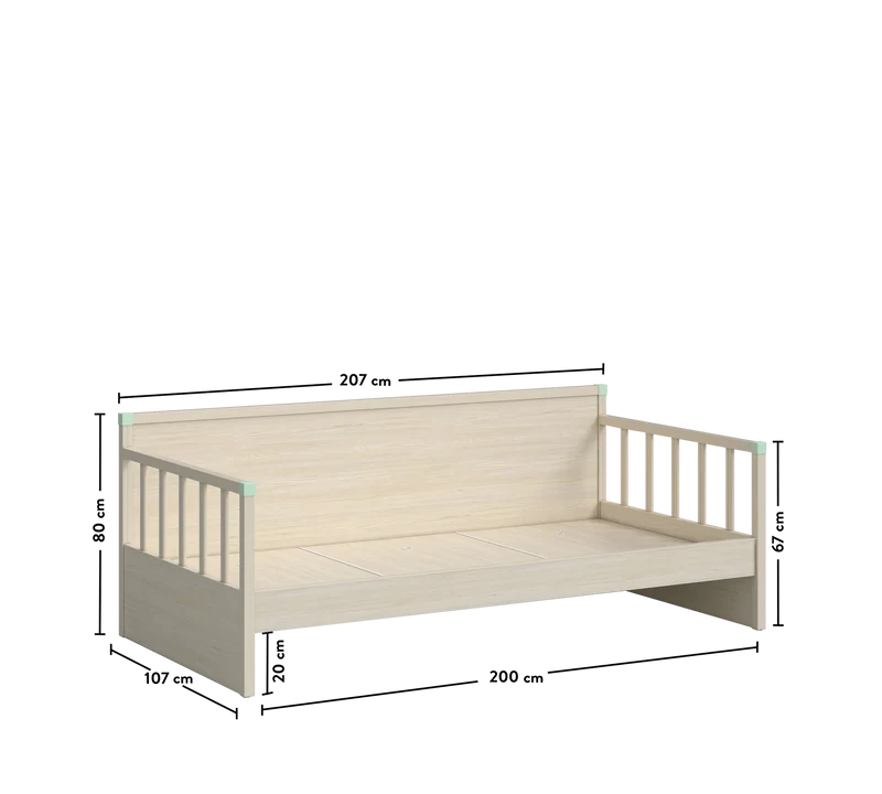 Letto Daybed Crema con Sponde (Senza Tetto) - 100x200 cm