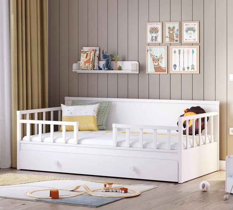 Letto Daybed Crema con Sponde (Senza Tetto) - 100x200 cm