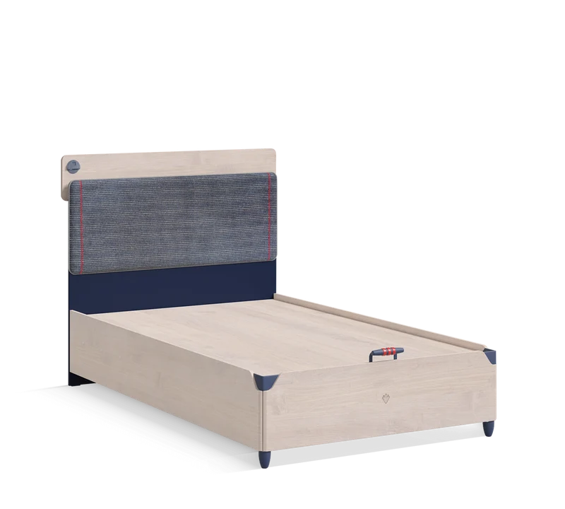 Letto Trio 120x200 Cm Con Rete, Porta USB, Testata Morbida e Tasca Mobile per Comfort Ideale