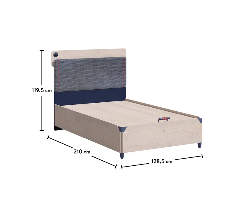 Letto Trio 120x200 Cm Con Rete, Porta USB, Testata Morbida e Tasca Mobile per Comfort Ideale