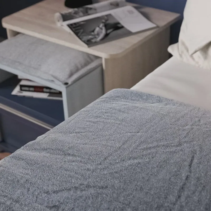 Letto Trio Line 100x200 Cm Con Testata Morbida, Porta USB E Tasche In Tessuto