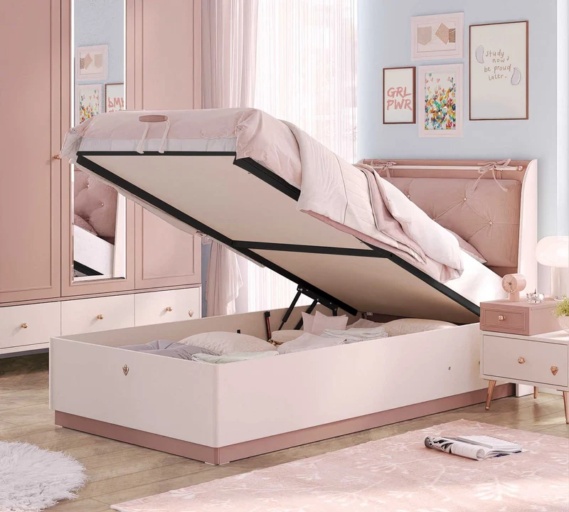 Letto Con Contenitore Elegance 100x200 Cm - Soluzione Pratica Di Stoccaggio Fino A 130 Kg