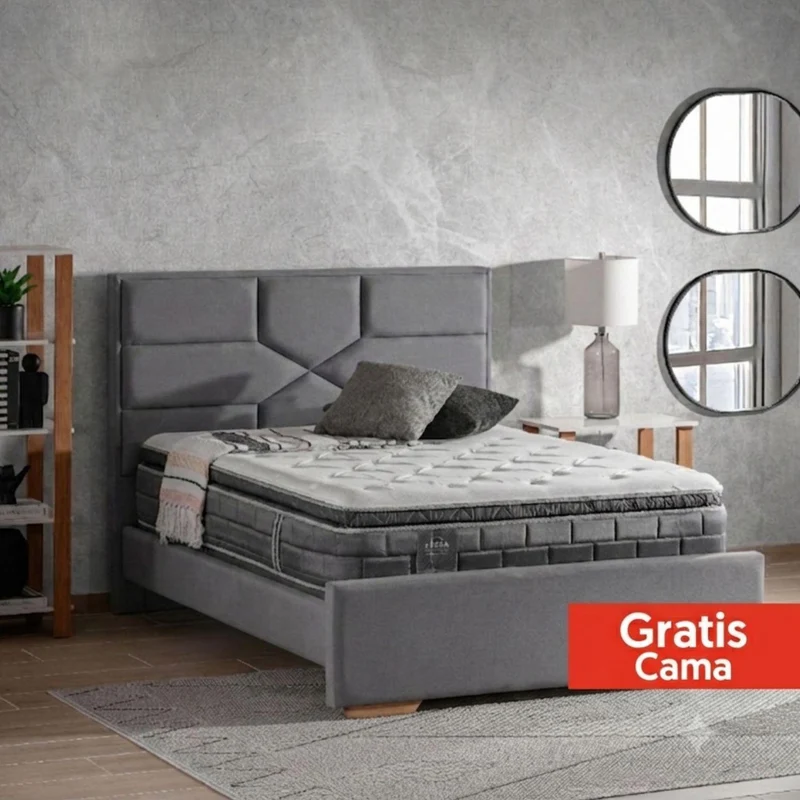 Colchón 1.00 Aurora Gris Doble Pillow Top (Garantía 15 Años)