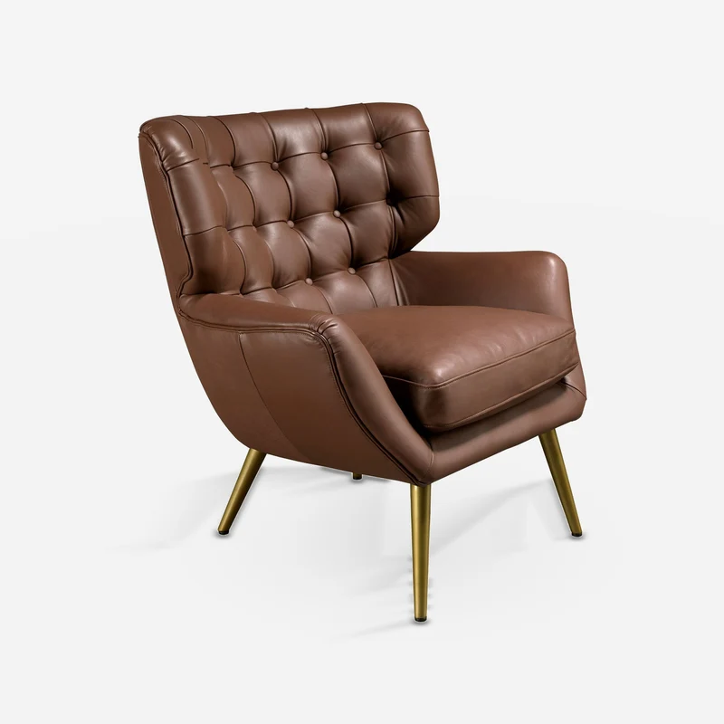 Dark brown leather Chester armchair