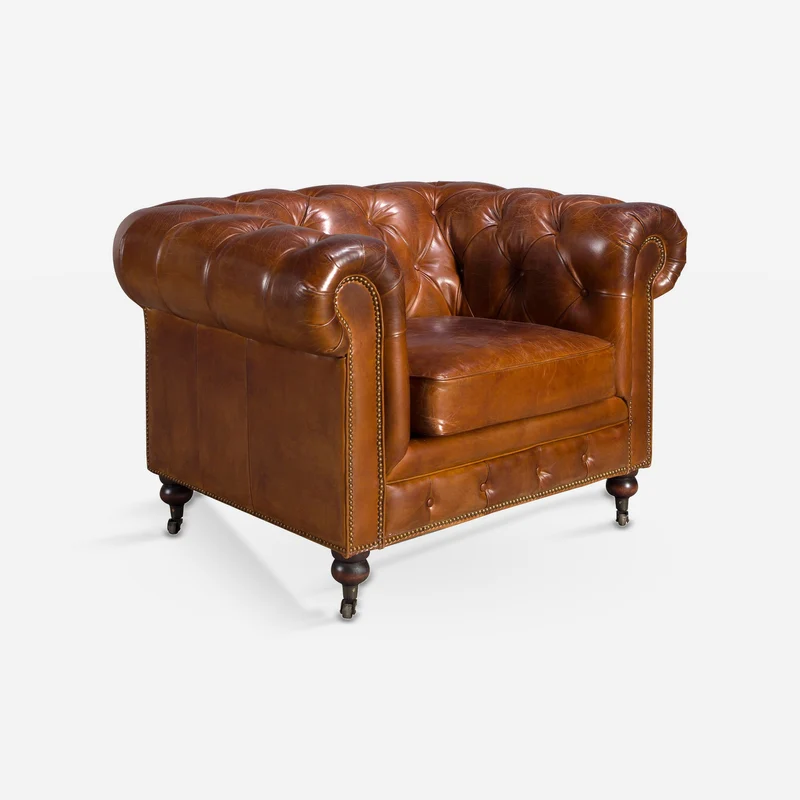 Chester armchair in cognac brown leather