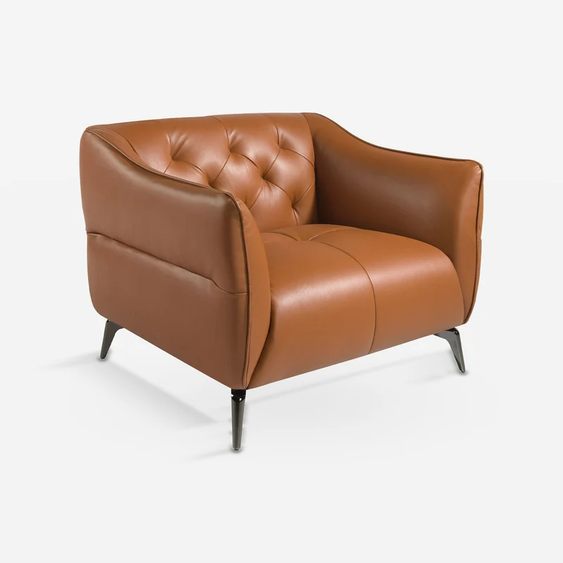 Brown leather Chester armchair