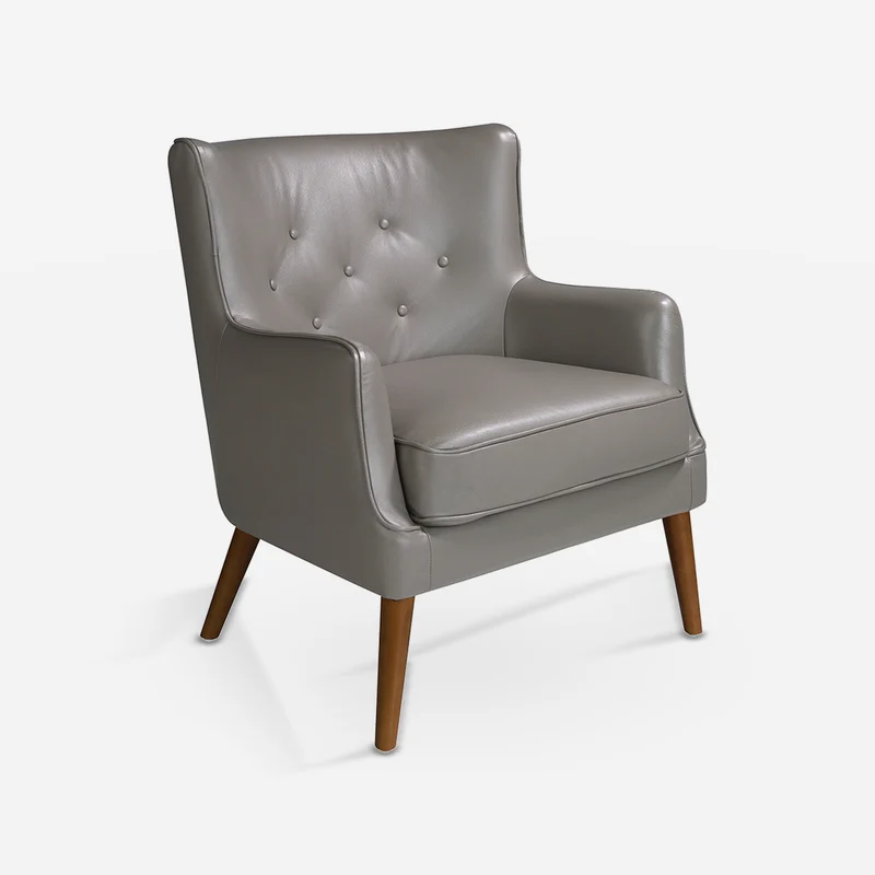 Dark grey leather Chester armchair
