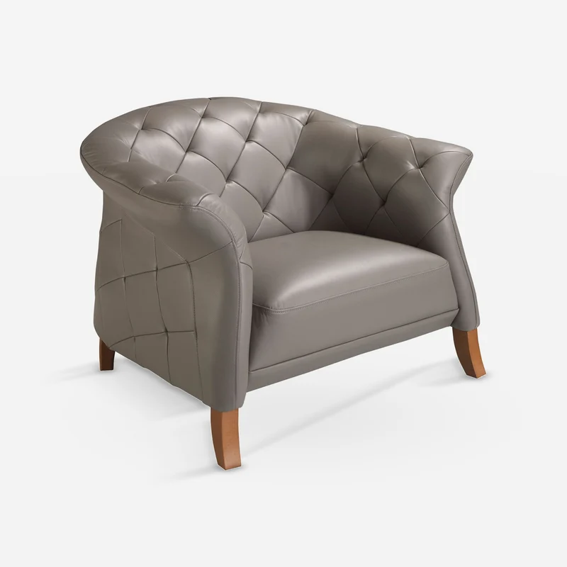 Grey leather Chester armchair