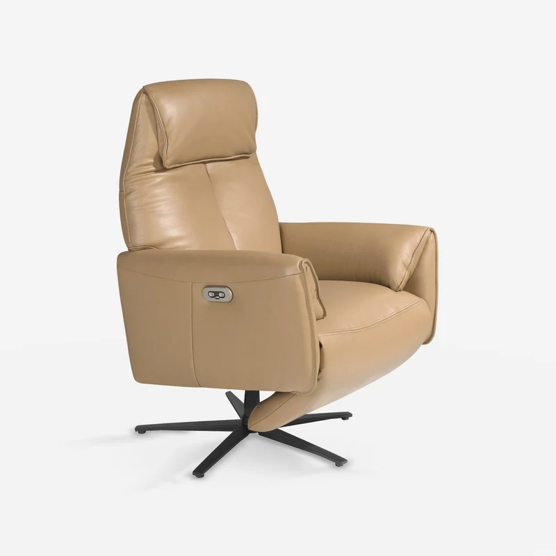 Sand leather swivel relax armchair