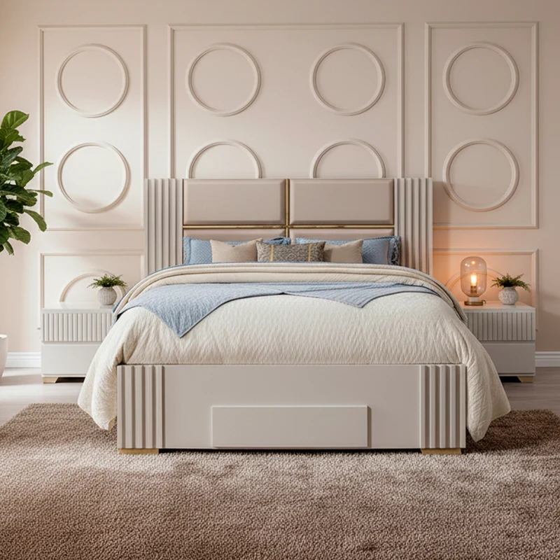 Alcoba King Texas Eurolino Premier Beige Off White, Champana