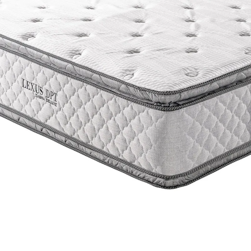 Combo Cama Queen Texas Beige, Natural + Colchón Lexus Deluxe Doble Pillow Top