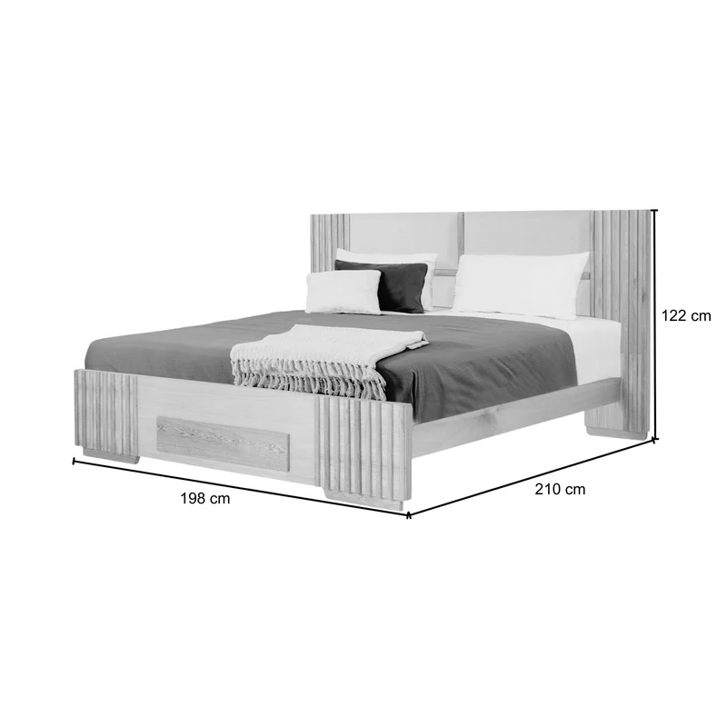Combo Cama Queen Texas Beige, Natural + Colchón Lexus Deluxe Doble Pillow Top