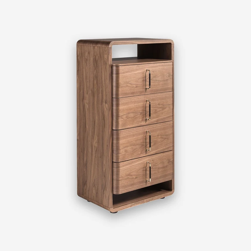 Walnut and black PVC chiffonier