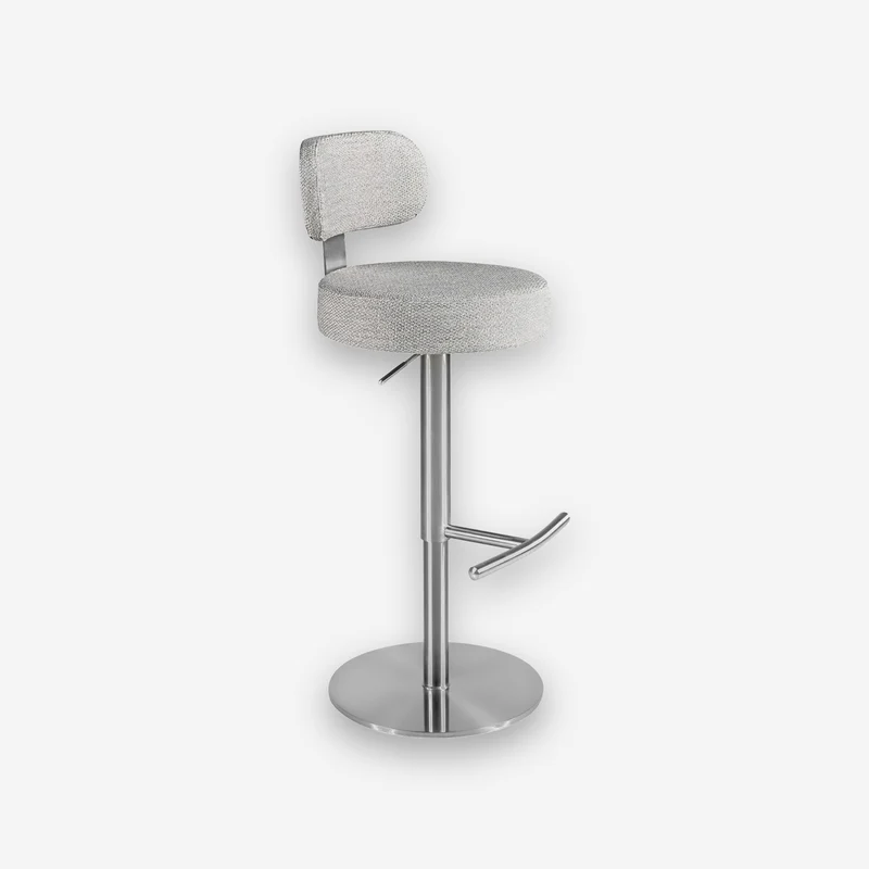 Light grey mottled fabric swivel stool