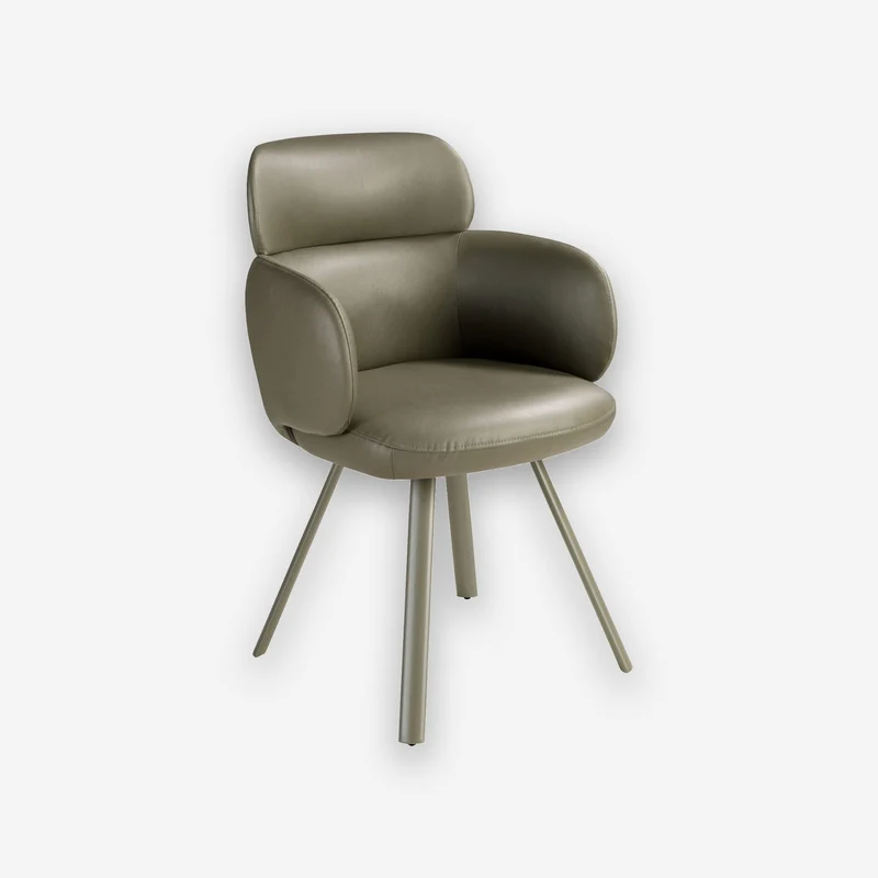Olive green faux leather swivel chair