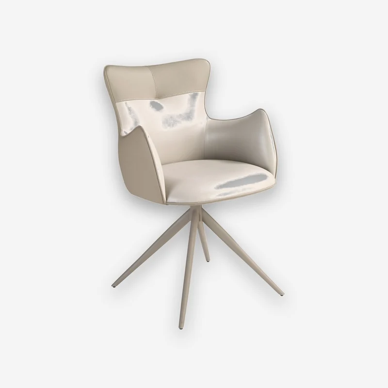 Swivel chair off-white faux leather and greige