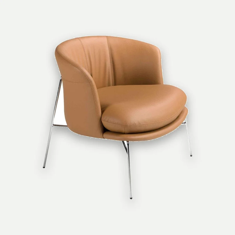 Brown faux leather armchair