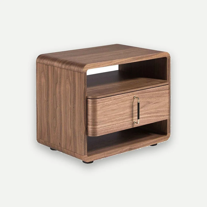 Walnut and black PVC nightstand