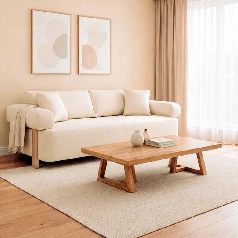 Sofa 3 Puestos Sabina Eurolino Genova Crema, Champaña.