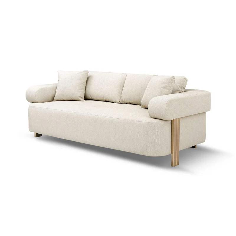 Sofa 3 Puestos Sabina Eurolino Genova Crema, Champaña.