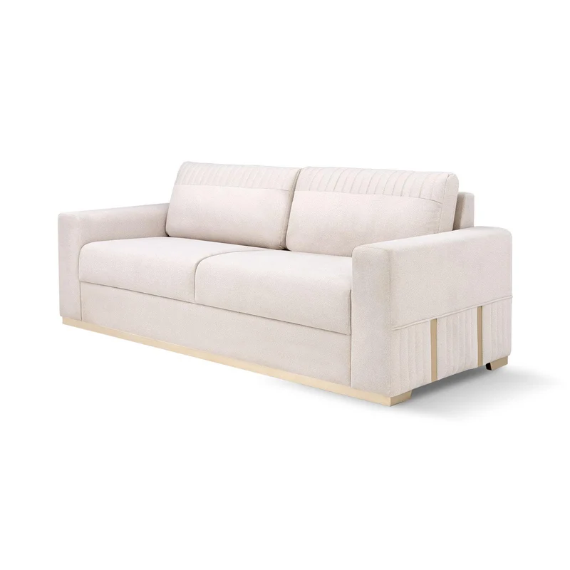 Sofá 3 Puestos Napoli Velvet Serena Crema, Champaña