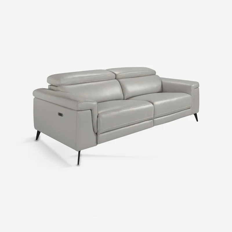 3-seater grey leather relax sofa