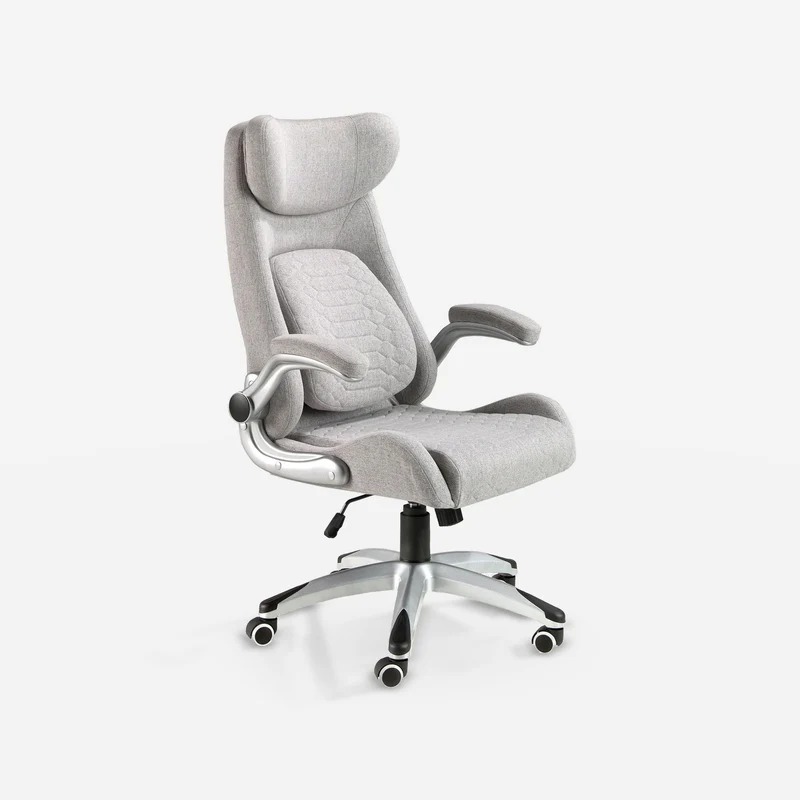 Swivel office chair, grey fabric