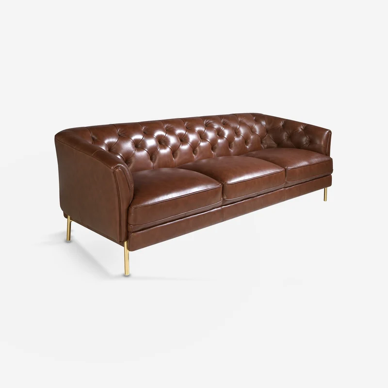 3-seater Chester sofa in cognac brown leather