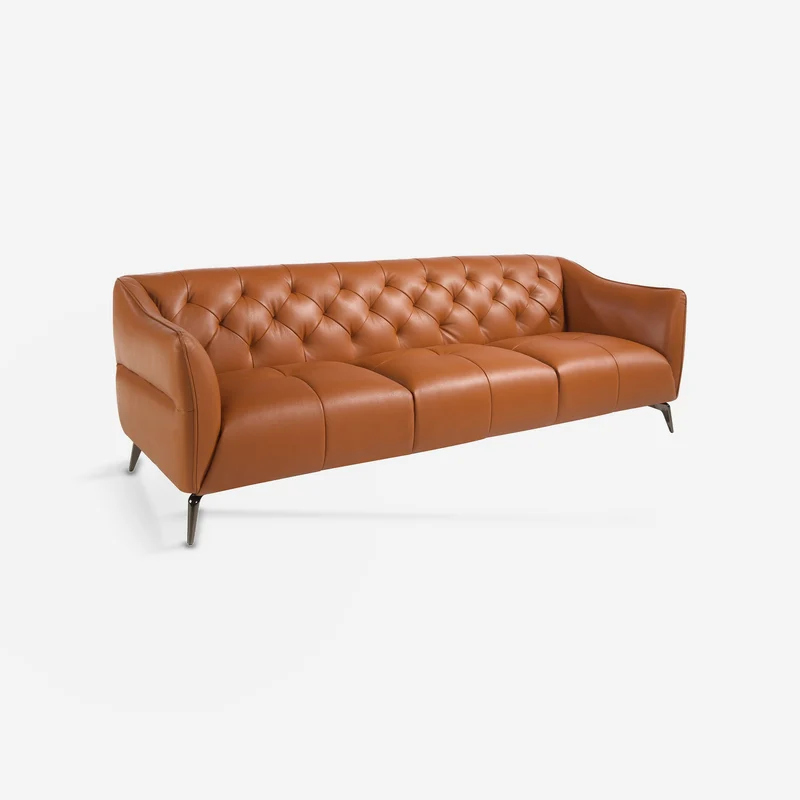 Chester 3-seater brown leather sofa