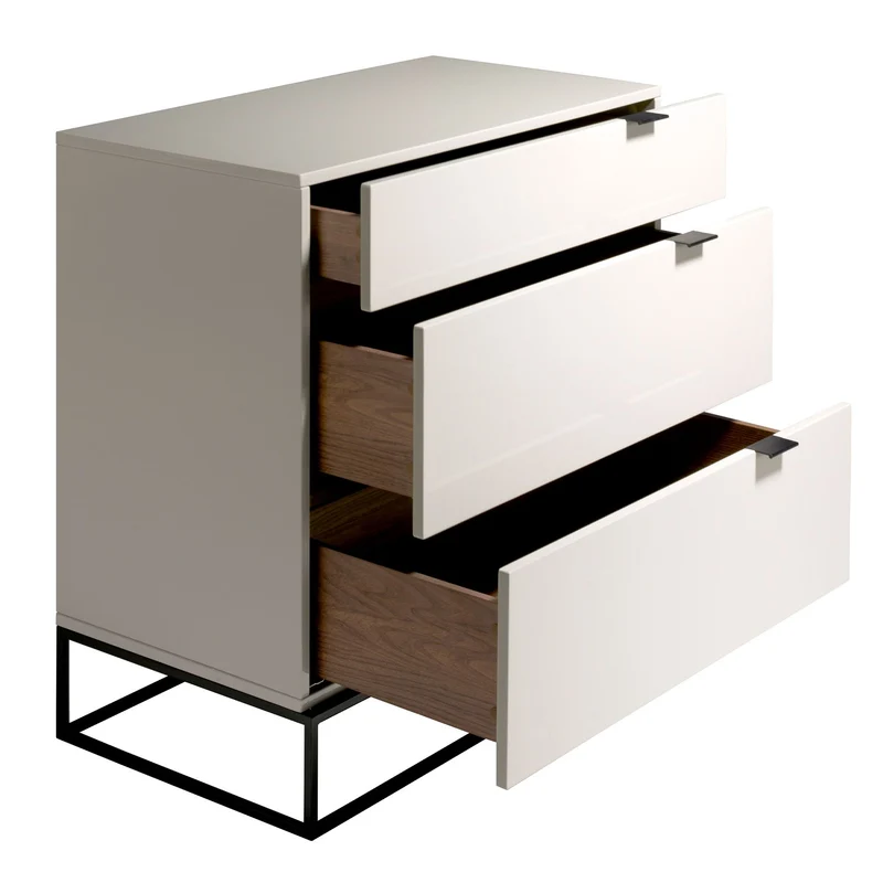 Grey wood and black steel chest of drawers