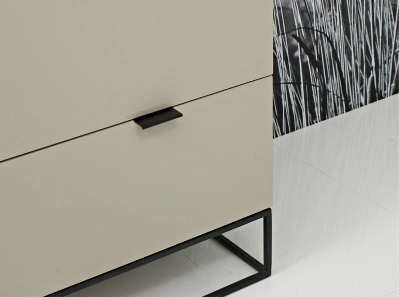 Grey wood and black steel chest of drawers