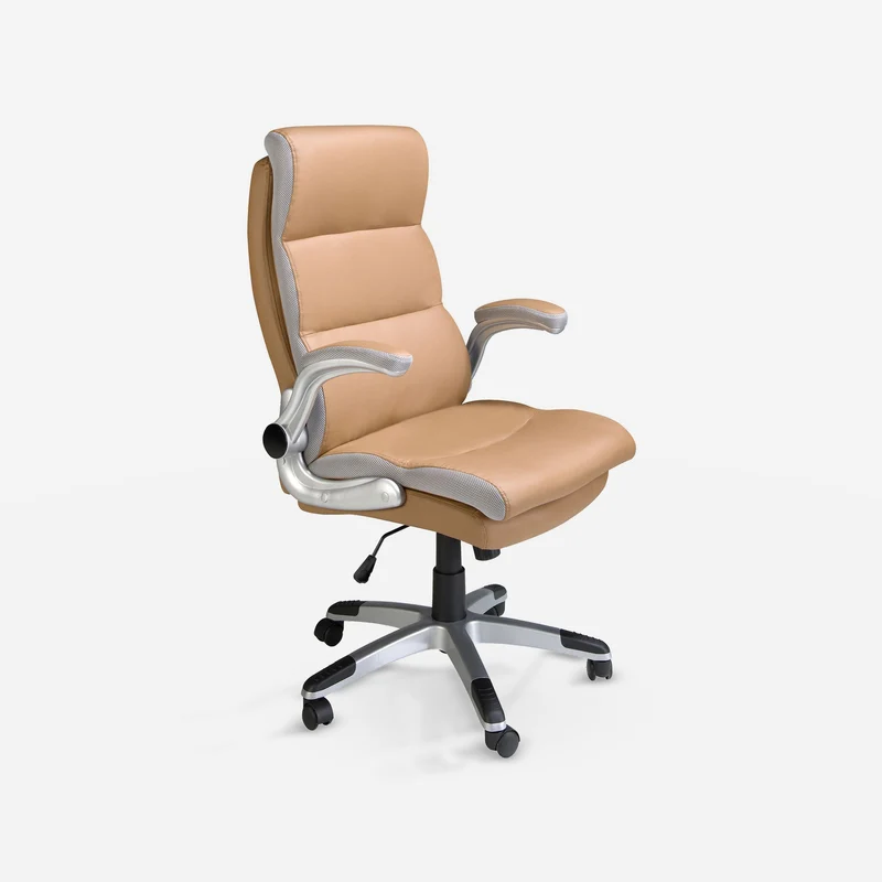 Brown leatherette swivel office chair