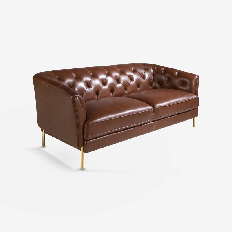 2-seater Chester sofa in cognac brown leather
