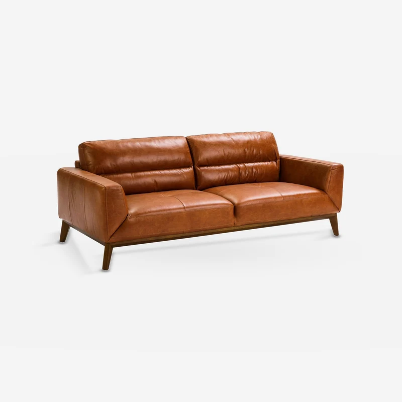 3-seater brown leather sofa