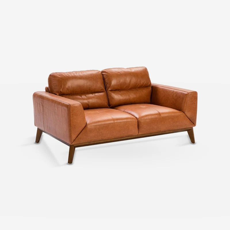 2-seater brown leather sofa