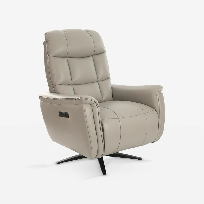 Swivel grey leather relax armchair