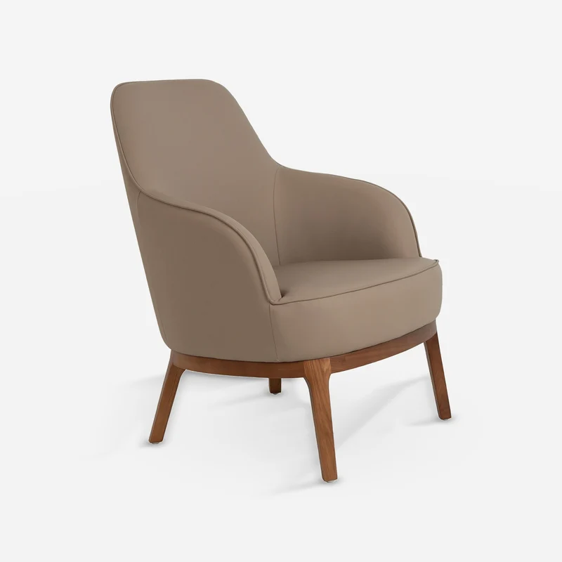 Taupe grey leatherette armchair