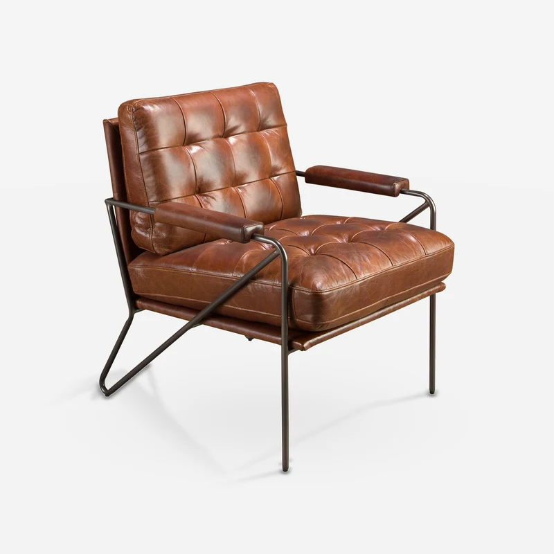 Cognac brown leather armchair