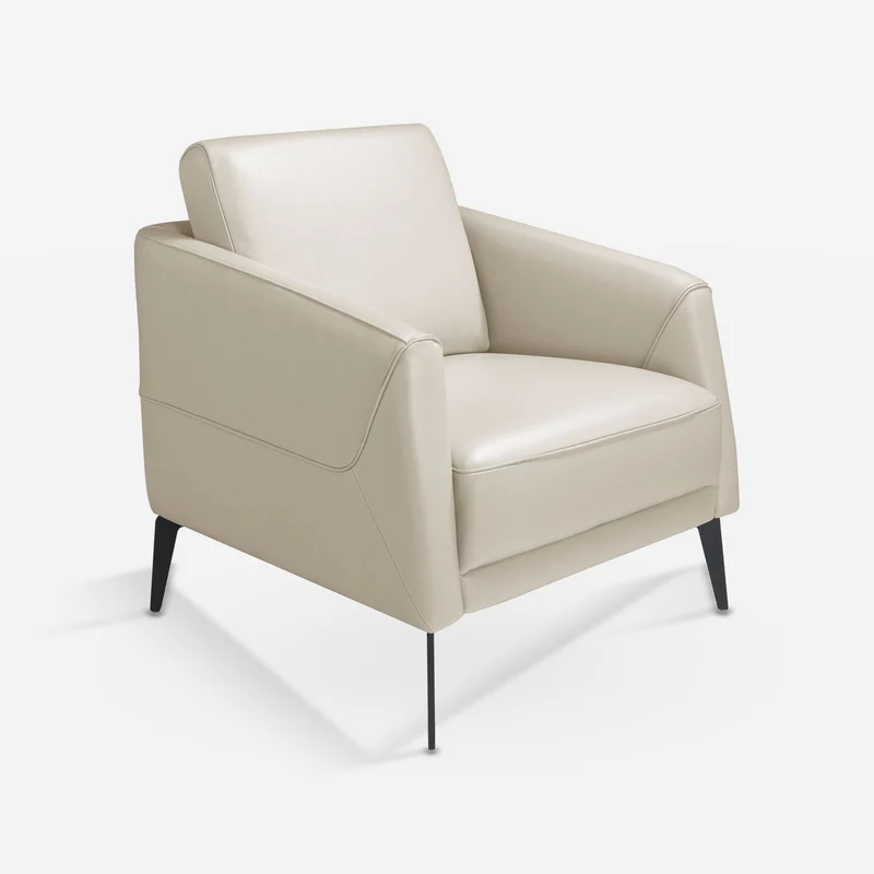 Taupe grey leather armchair