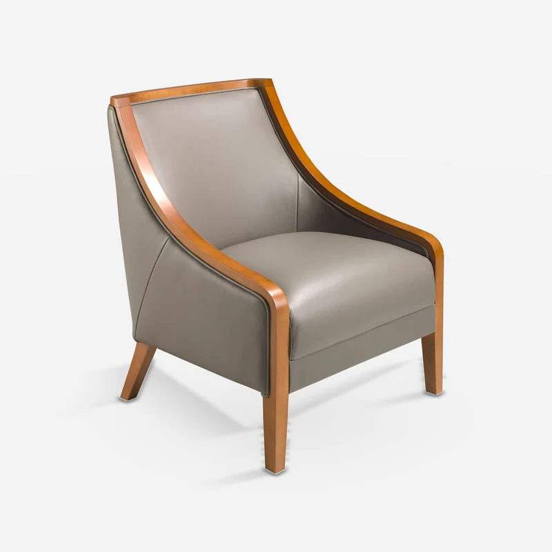 Grey leather armchair