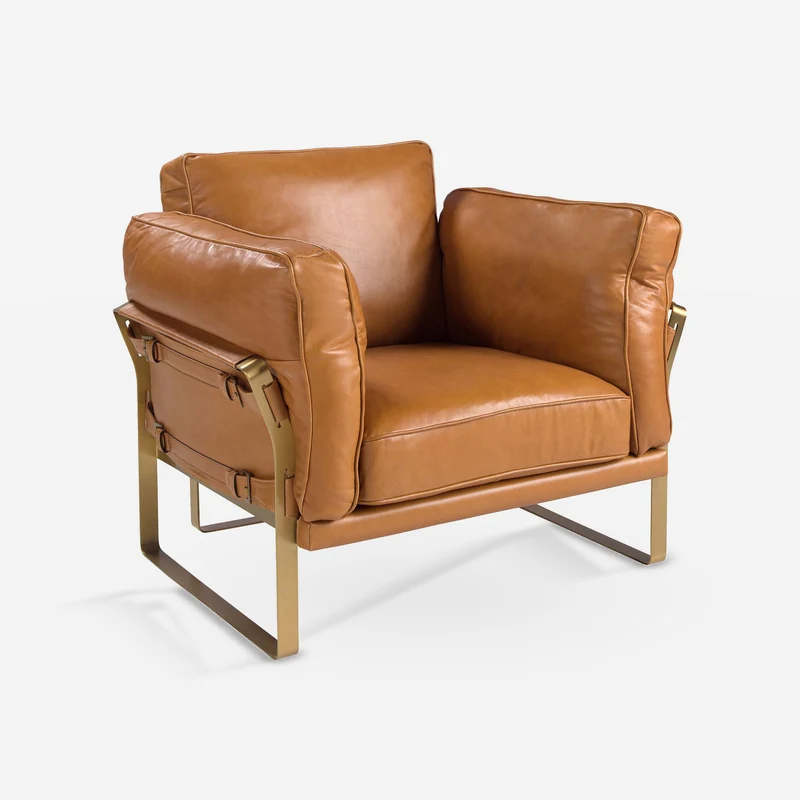 Camel leather armchair