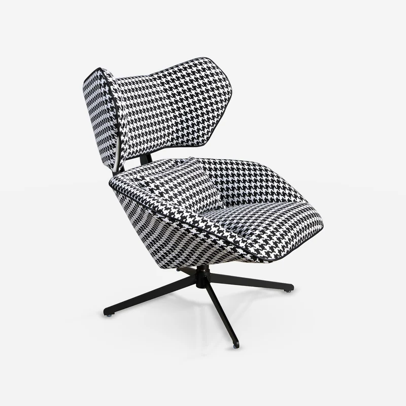 Swivel chair in black and white fabric