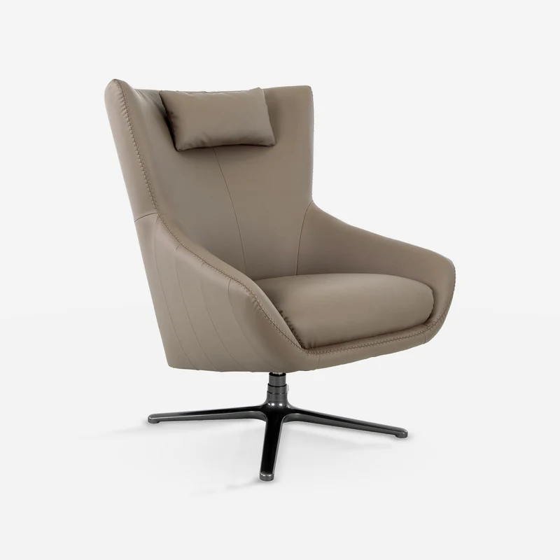 Swivel mink leatherette armchair