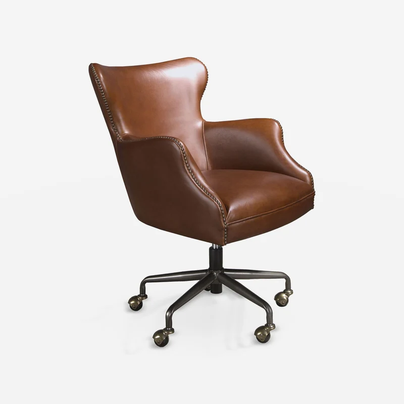 Dark brown leather swivel chair