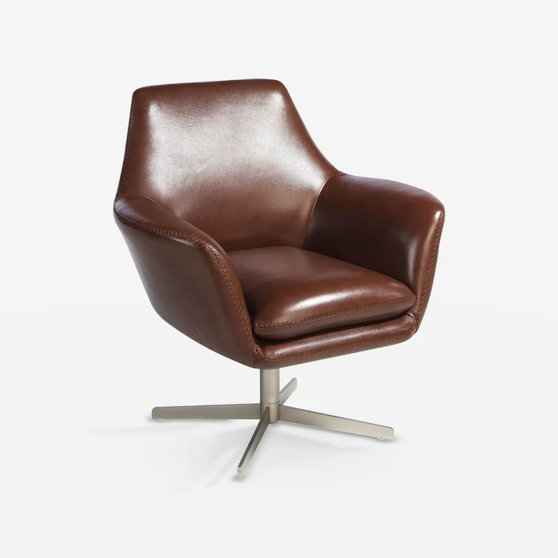 Brown leather swivel chair
