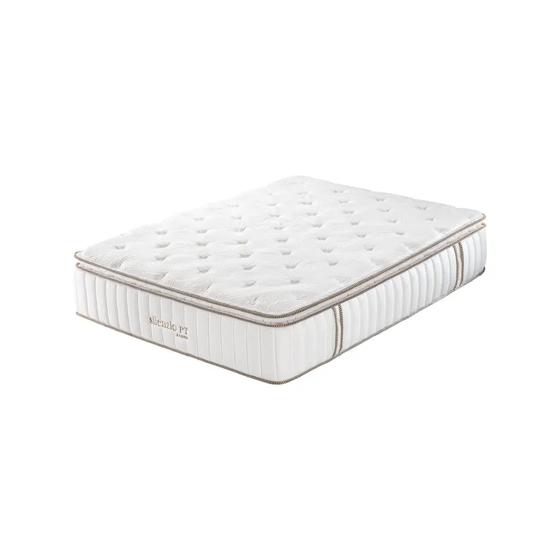 Combo Cama Queen Sabina Off White, Champaña, Beige + Colchón Silenzio Deluxe Pillow Top
