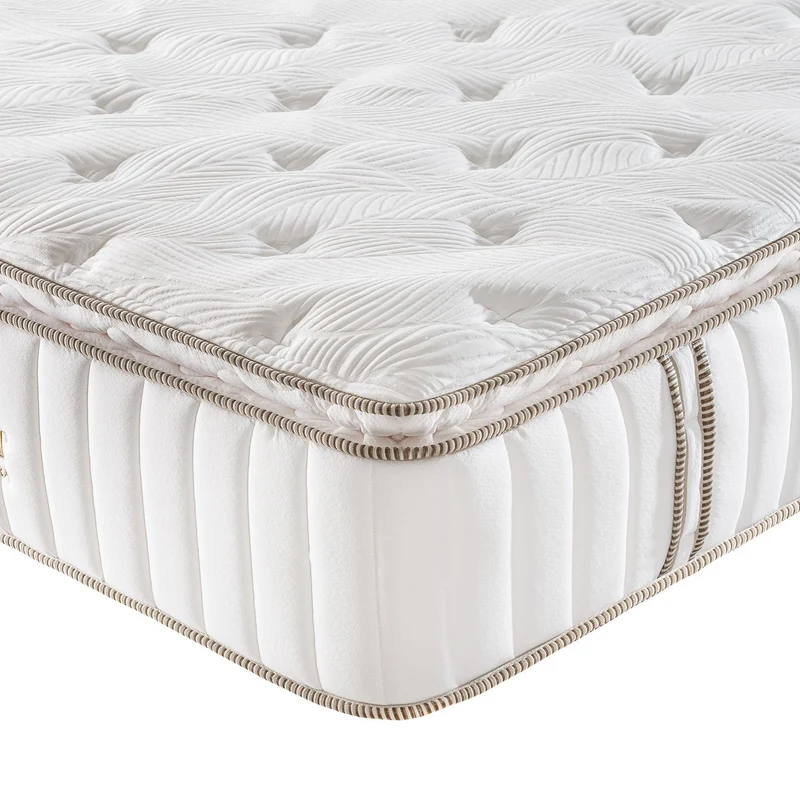Combo Cama Queen Sabina Off White, Champaña, Beige + Colchón Silenzio Deluxe Pillow Top