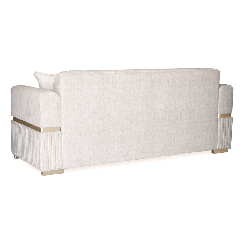 Sofá 3 Puestos Dhara Velvet Atlas Marmol, Champaña Brazo Desmontable